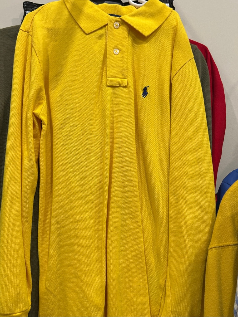Ralph Lauren Bright Yellow Long Sleeve Polo with Navy Pony